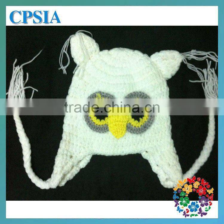 the new handmade baby hat with ears cute knitted owl pattern wool hats