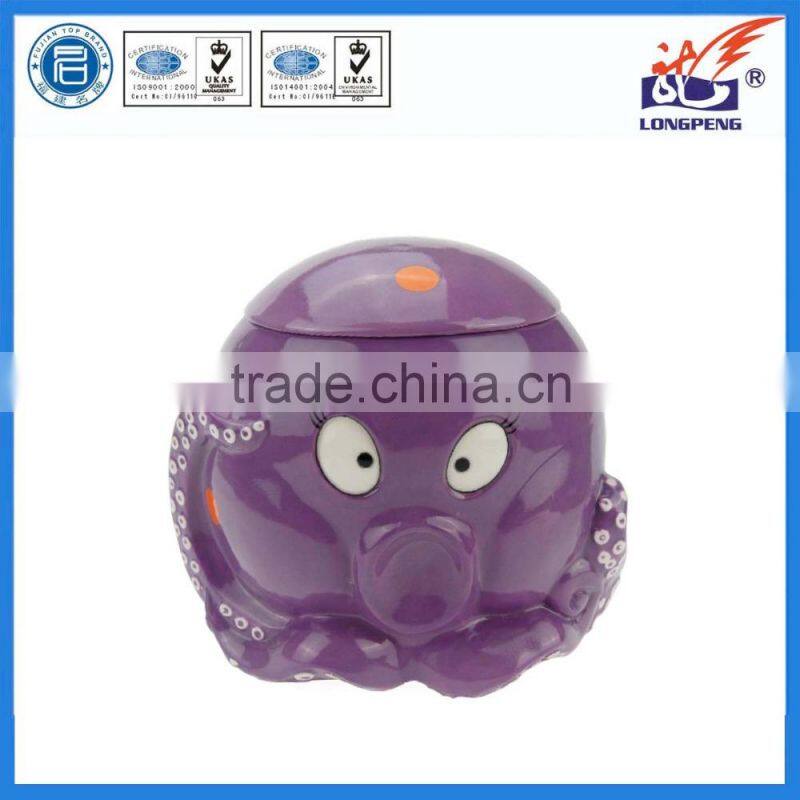 Ocean series cute octopus hand-painted ceramic cookie jar with lid