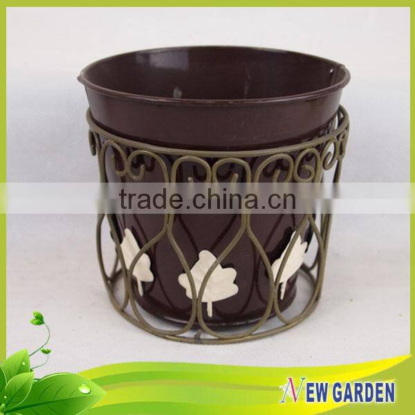 Beautiful Hand Painted Flower Vases With Metal Wire Holder For Home Decoration