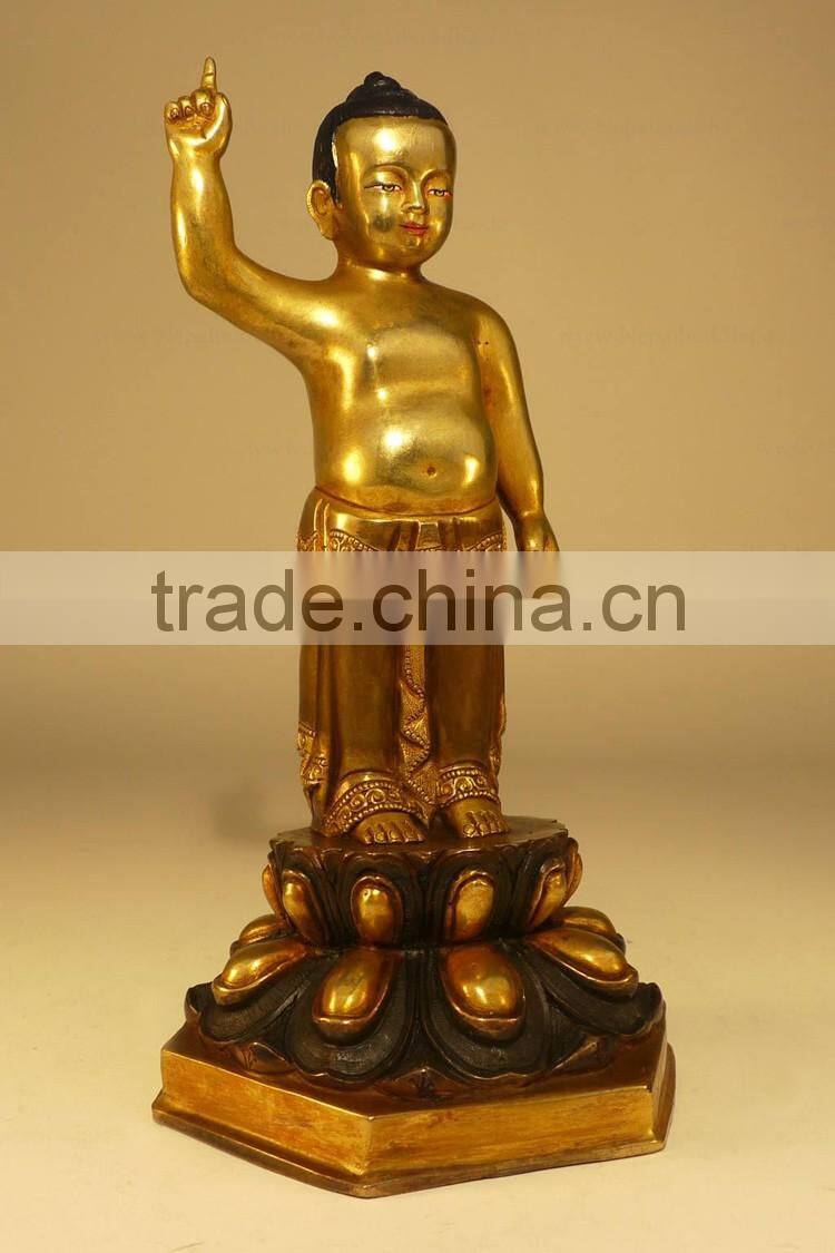 High quality home decor metal crafts bronze baby buddha statue