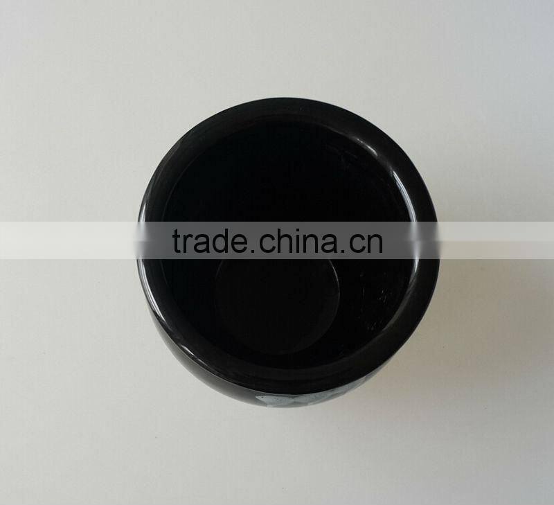 70oz Ceramic black hand painted korean kimchi pot