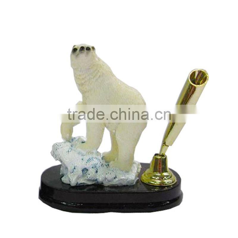 polyresin wolf table pen holder