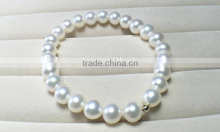 hottest 8-9mm white round freshwater pearl love bracelet