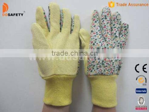 Flower Cotton Back Mini Dots On Palm Garden Gloves