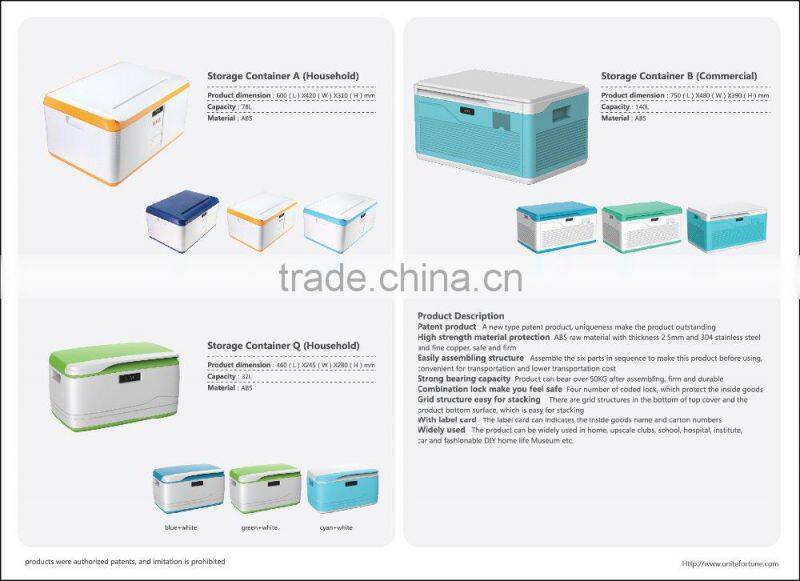 Large heavy duty plastic container with lid with lockable