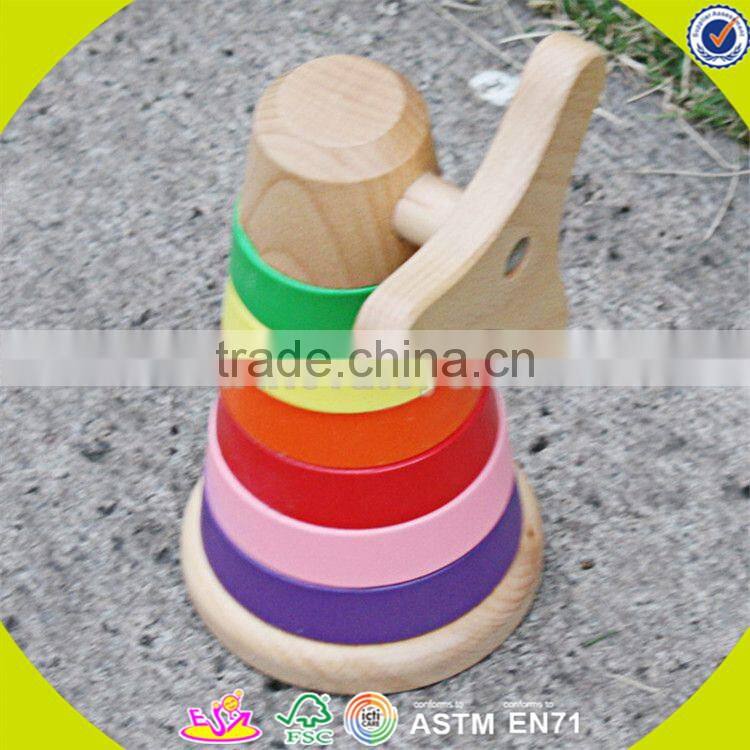 Wholesale funny kids wooden rainbow stacking blocks toy wonderful toddler wooden rainbow stacking blocks toy W13D110
