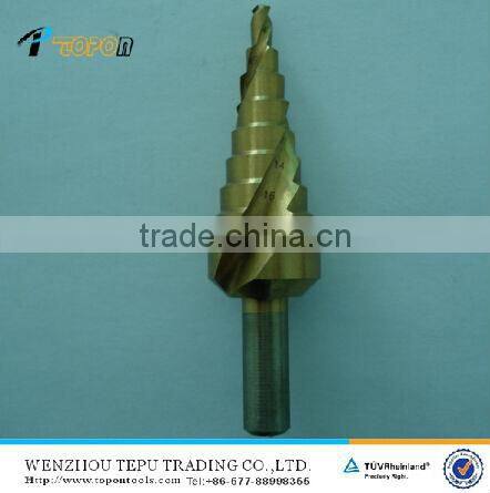 Spiral flute Titanium coated 4-20mm HSS step drill bit