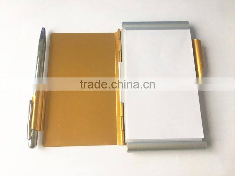 New aluminum double-side notebook with pen / HOT Sale Aluminum pocket notebook
