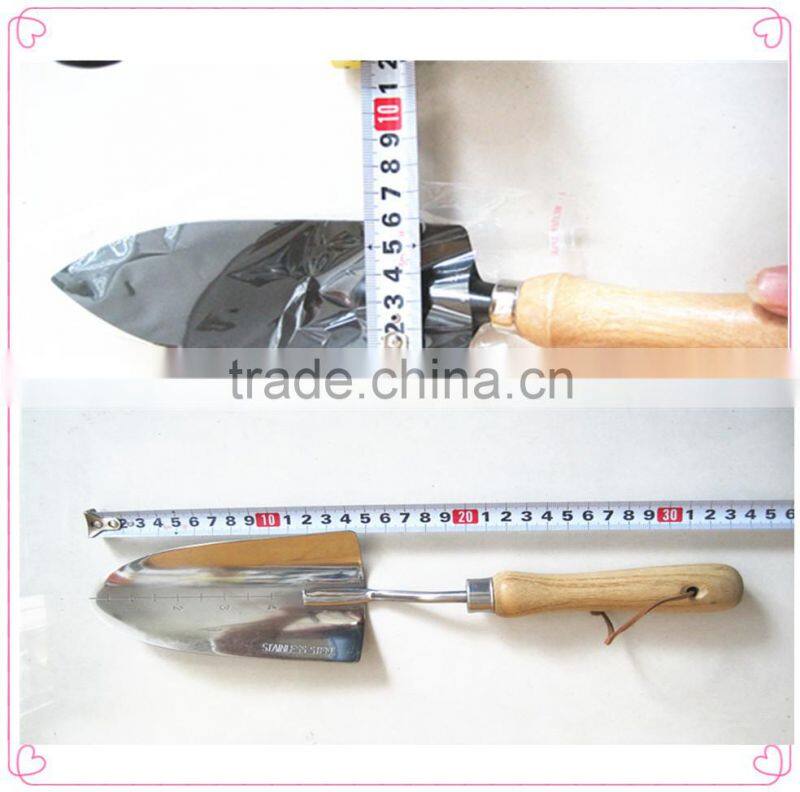3 piece Polishing stainless head wooden handle shovel fork garden tool