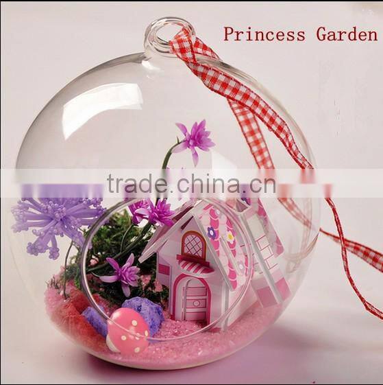 Modern Hanging Clear Round Crystal Glass Vase Flower Balls Terrarium Vases For Wedding Decoration Dia 8 cm