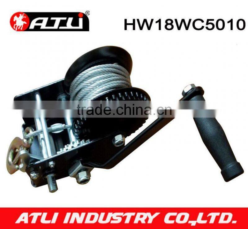 1800lbs worm gear hand winch with cable