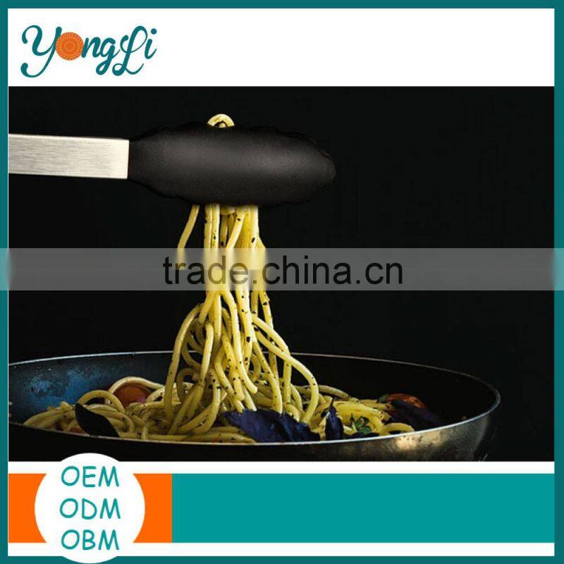 Kitchen Grilling Silicone Tongs Stainless Steel Locking BBQ Tongs