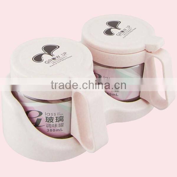 Glass Kitchen Seasoning Box Condiment Dispenser Set With Spoons