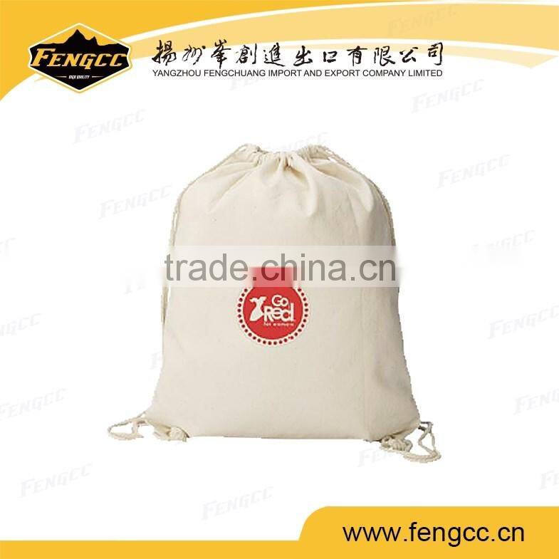 2016 hot sale multi fuction drawstring backpack 100% cotton nature color drawstring bag