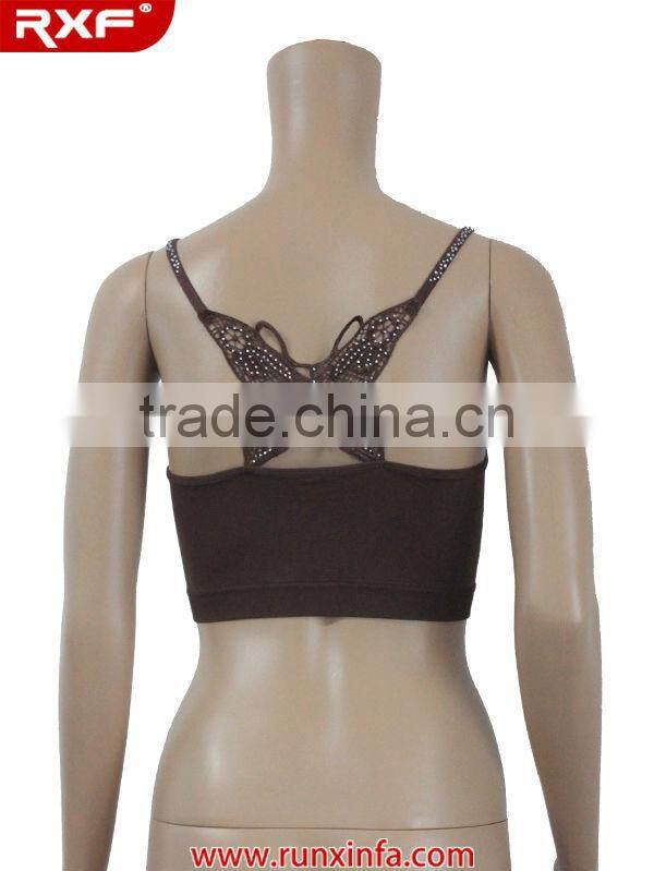 2014 Ladies Seamless embroidery camisoles/Rhinestone bandeau bra