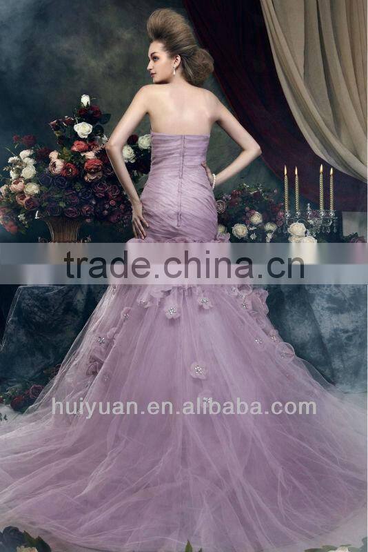 Purple Chiffon Backless Evening Dress 2013