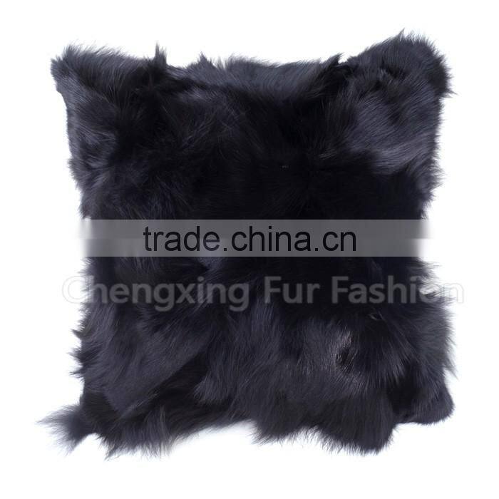 CX-D-101B Home Decoration Pillow Patchwork Real Fox Fur Cushion Cover