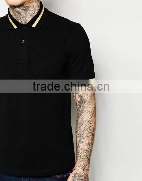 High quality casual fit men black pique polo shirt manufacturer in China