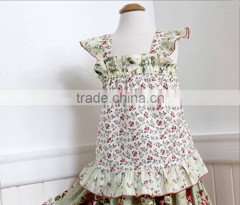 Boho Style Children Boutique Clothing Rose Skirt & Flutter Sleeve Top Sets Girls Outfit Cotton Summer Kids Clothes