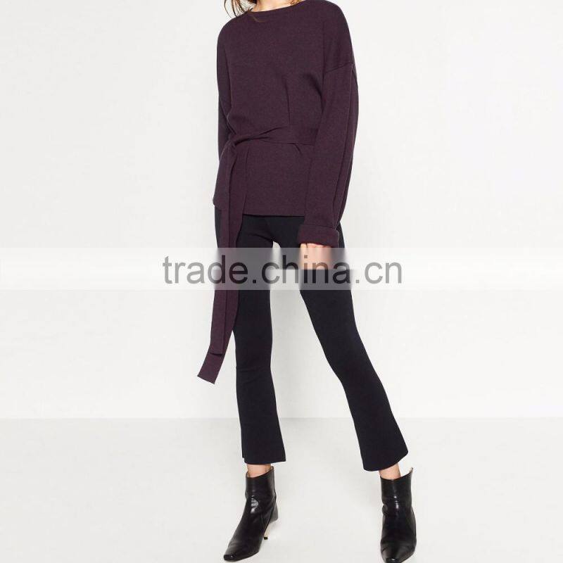 2016 Ladies top design fashion custom women apparel bell-bottom pants wholesale