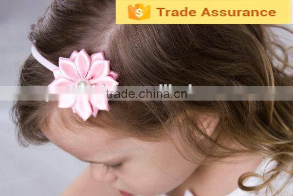 Pure Color Braid Elastic Headband Baby Girls Flower Shape Hairband Newborn Infant Shiny Beads Hair Accessories