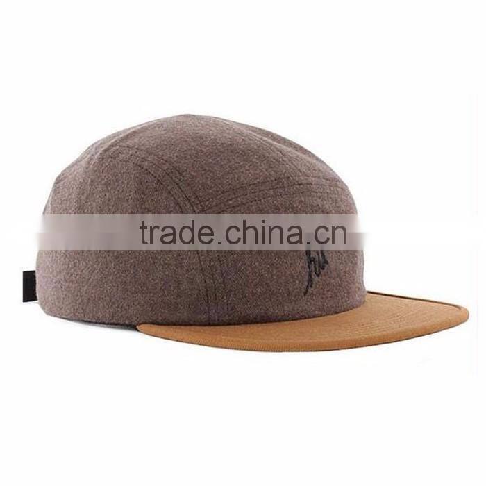 Many color custom blank plain suede 5 panel cap
