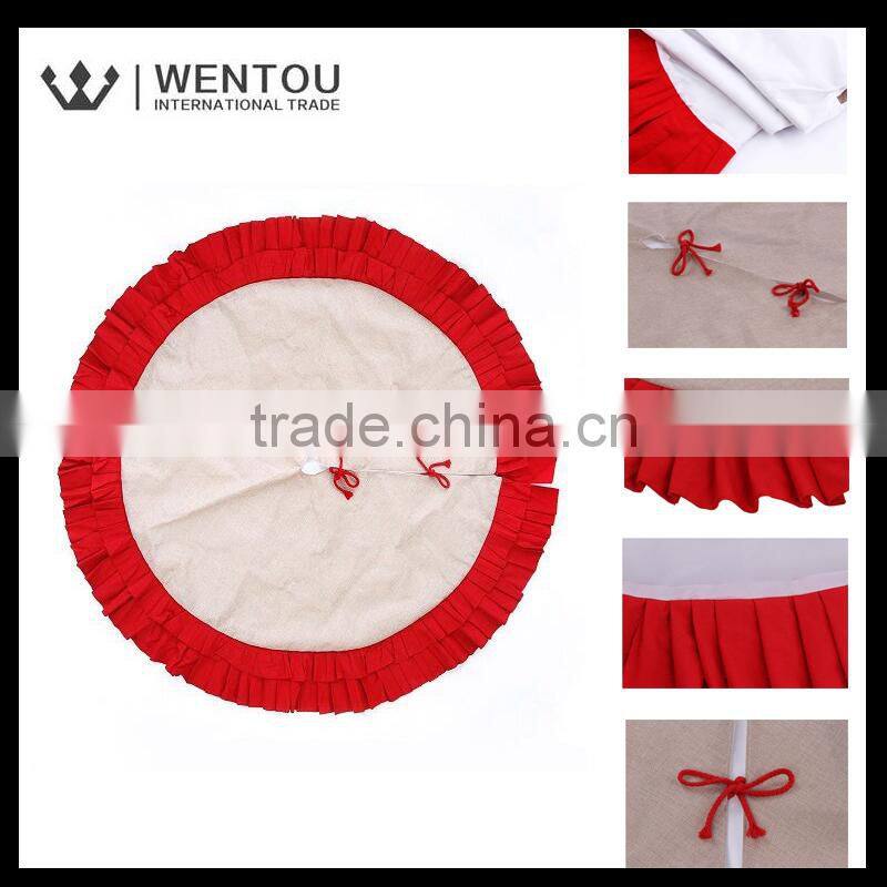 Wholesale Double Ruffles Burlap Christmas Tree Skirt