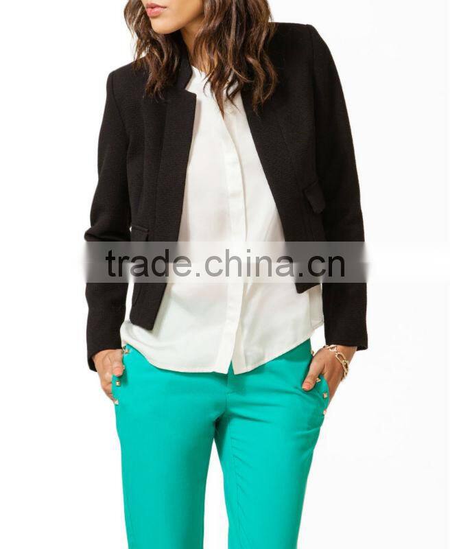 Textured Open Front Blazer