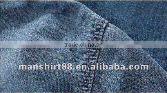 High quality Light blue 100%Cotton Washed Denim/Retro Cowboy Shirt for men with S,M,L,XL,XXL