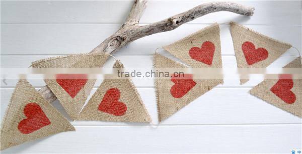 Hessian Bunting Banner Heart Rustic Wedding Baby Shower Party Red Valentine Love