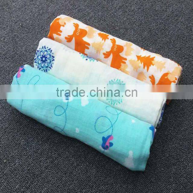 Organic Cotton Muslin Baby Swaddle Blankets in 3 Beautiful Prints, XL size