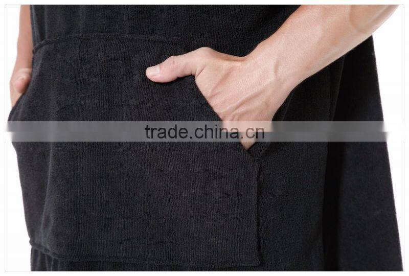 Changing poncho towel black microfiber