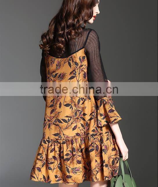 new ladies fashion dress 2017 design floral print dress