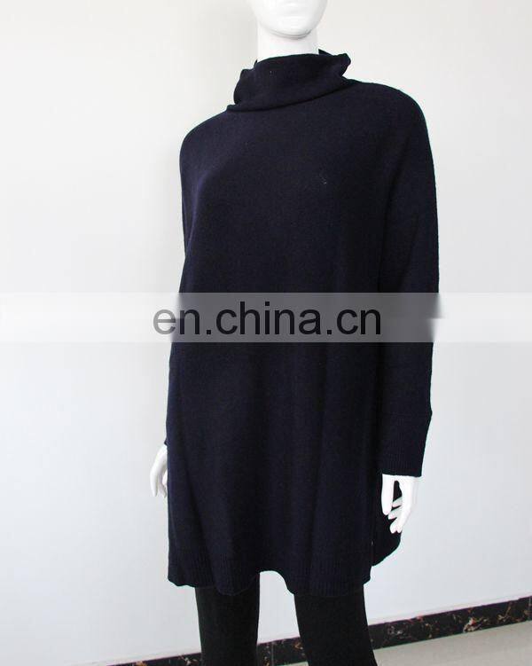 wholesale customized fashion style cashmere turtleneck long sweater for women