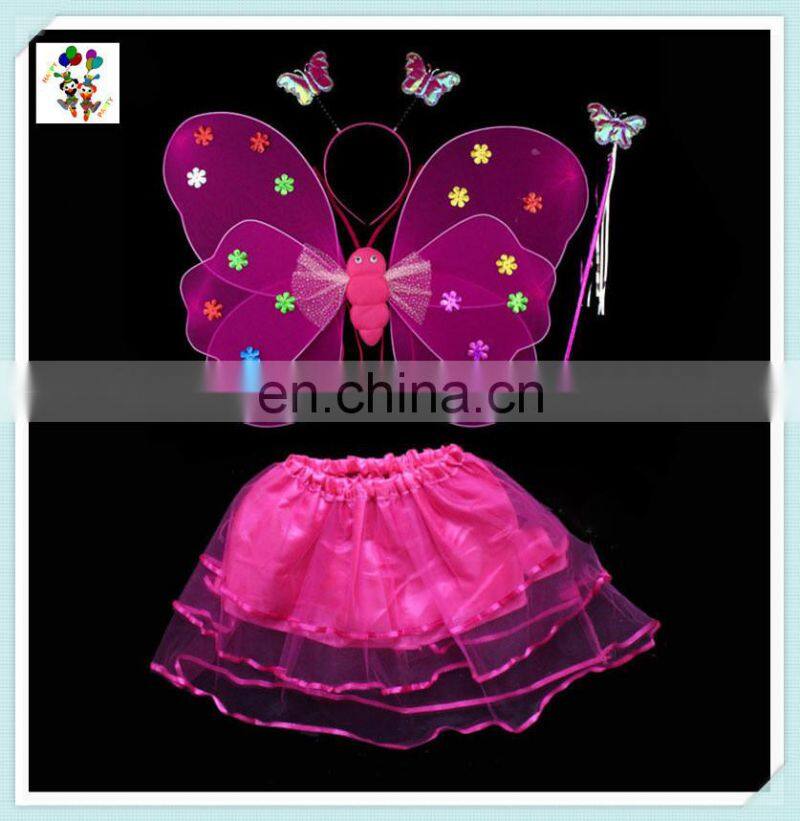 Hot Pink Kids Girl Princess Butterfly Wings with Wand Headband Skirt HPC-0869