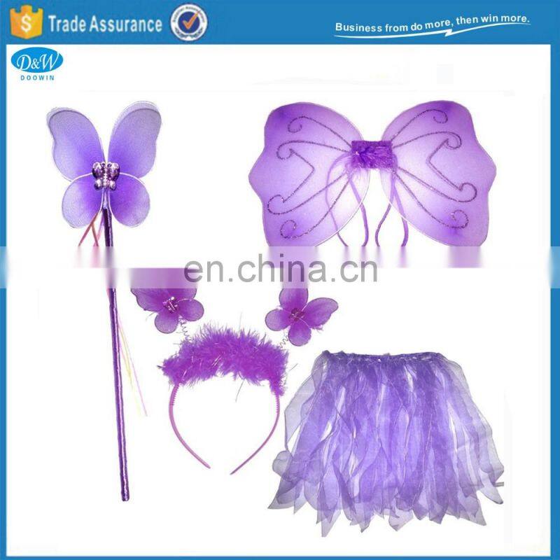 Multi Color Fairy Wings Tutu Wand Set for Girls Party Dressup