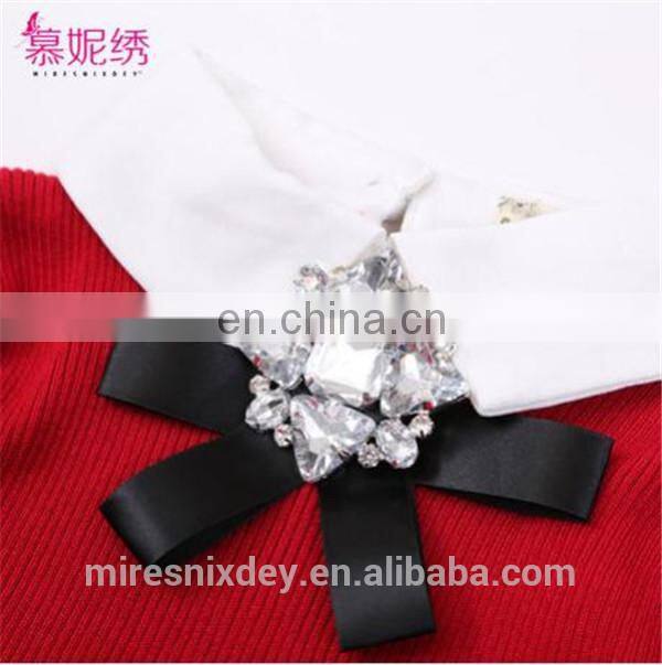 korean pullover peter pan collar woman sweater with wave edge