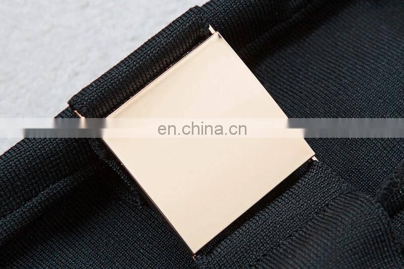 Amigo 2017 new design two piece sexy party wear long bandage pants suit with dew chest metal crop top and cut out pants