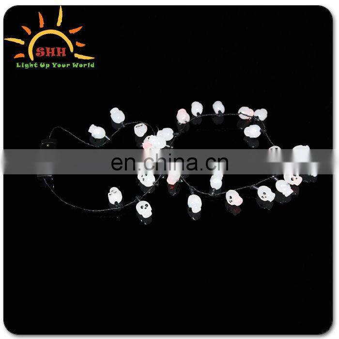 Halloween items LED glowing light up skull necklace