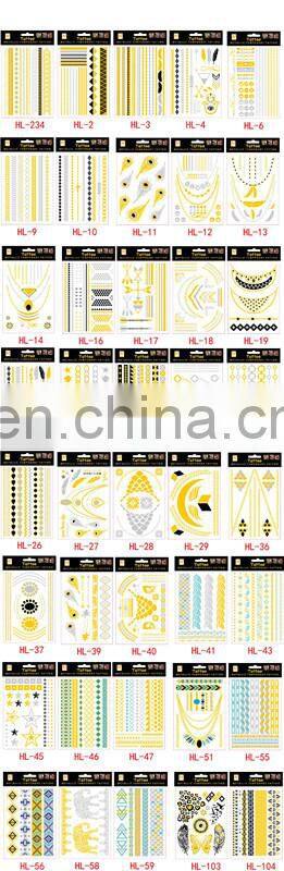 2017 hot metallic gold temporary hand body sticker tattoo