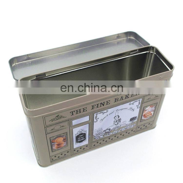 2015 new style rectangular biscuit tin containers with oem custom design
