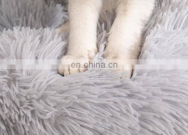Amazon Best Seller Plush Luxury Cat Dog Pet Beds, Faux Fur Round Puppy Dog Beds, Comfortable Donut Cat Beds
