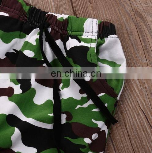 2018 Summer baby boys clothes kids boutique appliqued outfits white t shirts and Camouflage shorts