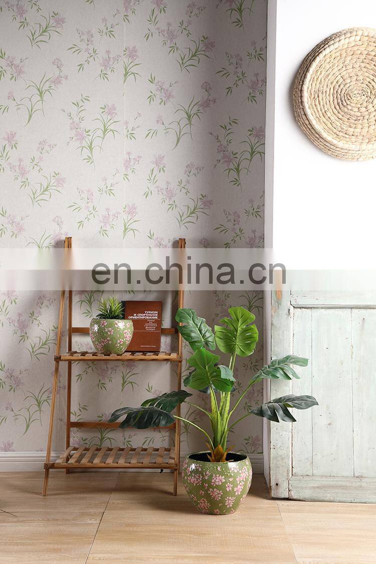 Factory direct sale custom cheap price indoor planters flower pattern green ceramic large flower pots for garden