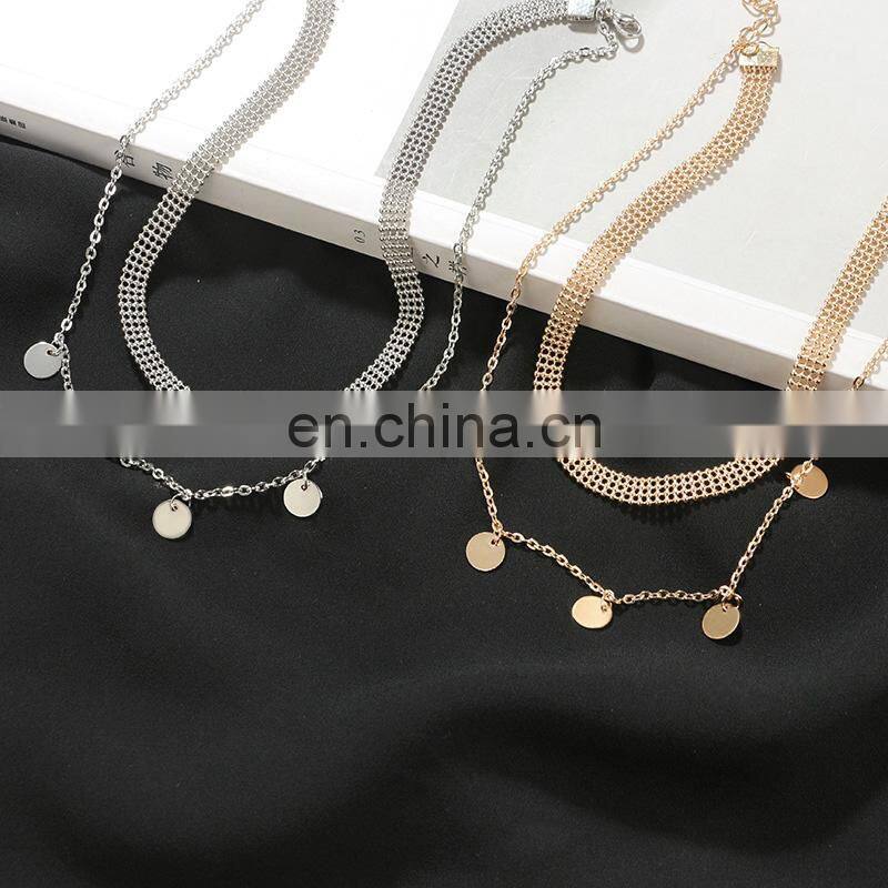 Dainty Gold Color Disc Coin Choker Beads Charms Choker Jewelry Simple Chain Chokers Necklaces for Women Gifts