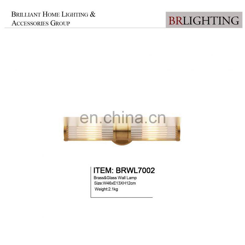 Golden Finishing Sconce Glass Tube Brass Wall Lamp