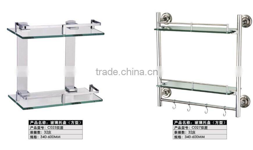 Wesda High Quality Bathroom Tempered Glass Wall Shelf With Tower Bar c023