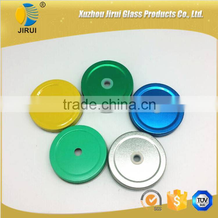 colorful glass jam jar metal cap