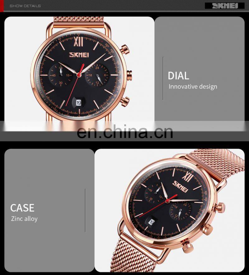 Skmei 9206 stainless steel watch jam tangan pria waterproof wristwatches men