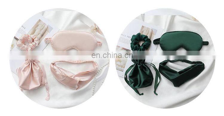 Silk Pillow Case Scrunchie Eye Mask Blue Mulberry Pillowcase Eyemask Scrunchies Set with Scrunchie and Eye Mask
